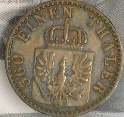 1863A Pressia Germany 1 Pfenning Nice Grade EF.