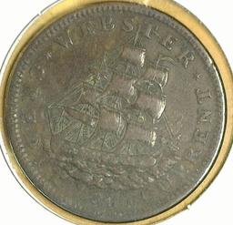 1841 Hard Times Token, Webster, Van Burren Metalic Currency.