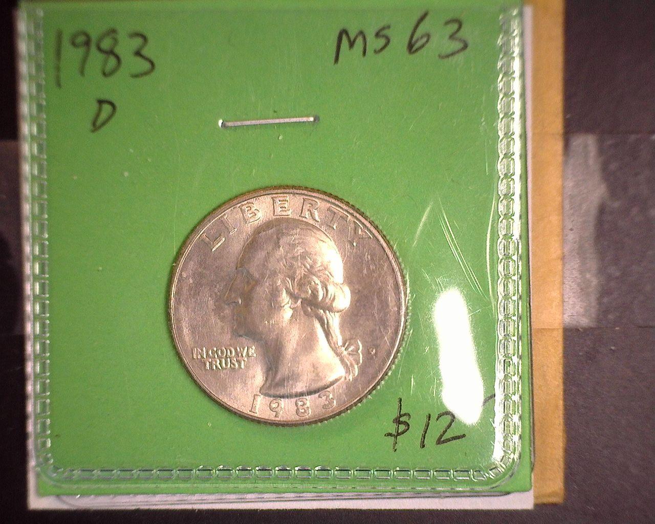 1958 Lincoln Cent & Jefferson Nickel Proof, 1983D Washington Quarter & 1943 Steel Cent.