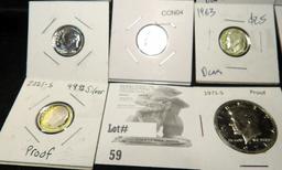 1964 P Proof Lincoln Cent; 1962 P Proof Jefferson Nickel; 1960 P, (2) 61 P, 62 P, 63 P, 64 P, & 2021