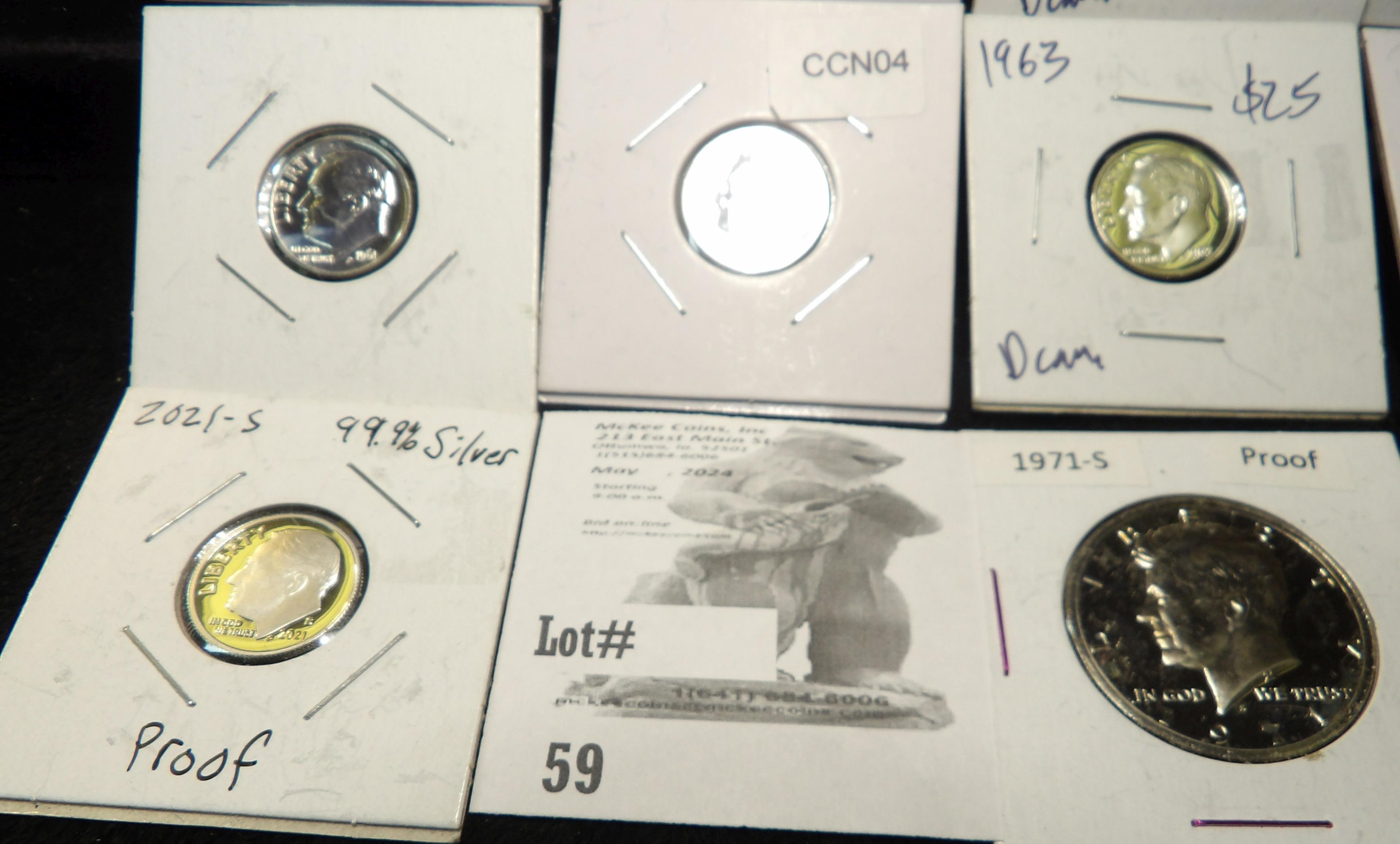 1964 P Proof Lincoln Cent; 1962 P Proof Jefferson Nickel; 1960 P, (2) 61 P, 62 P, 63 P, 64 P, & 2021