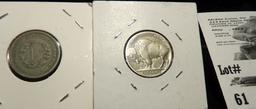 1883 NC Liberty & 1928 P Buffalo Nickels.