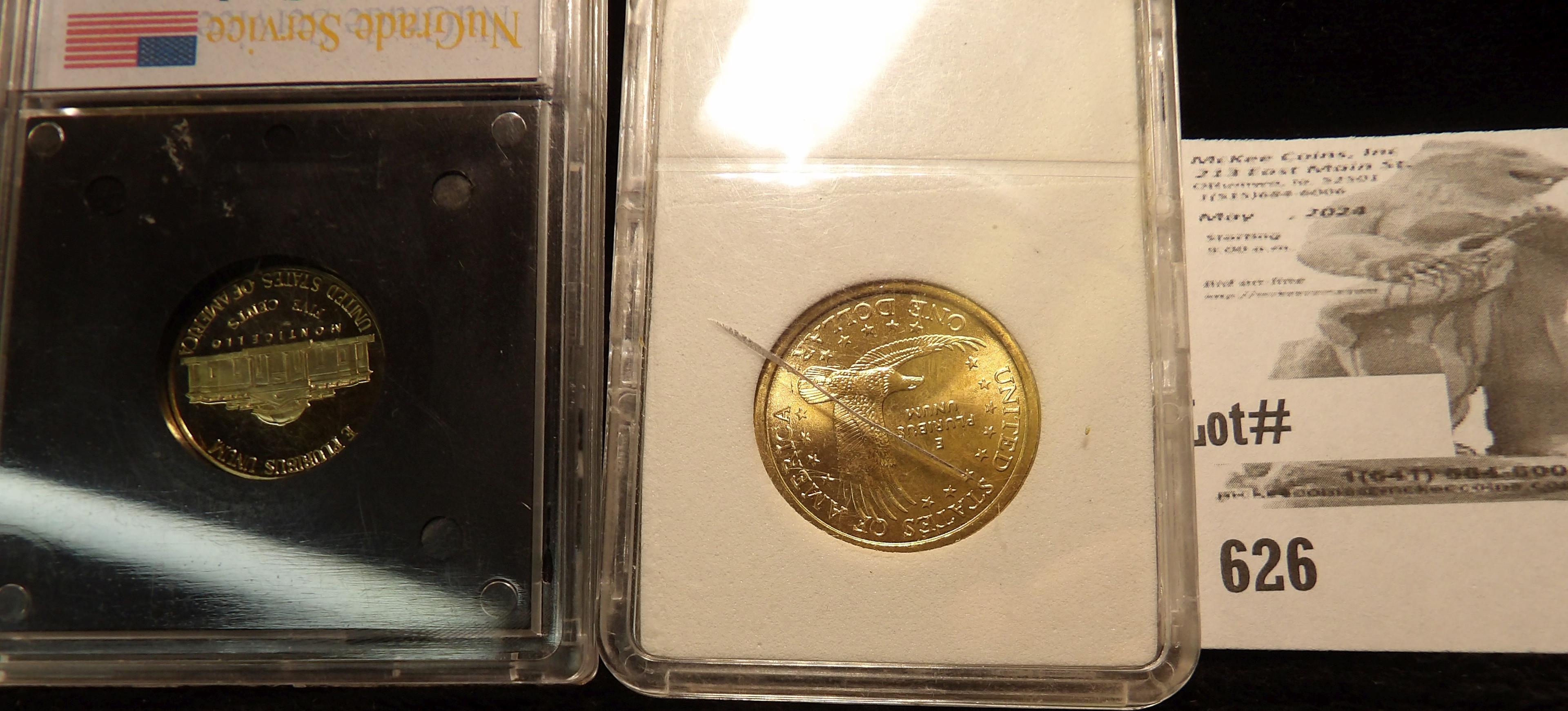 2000P Sacagawea Dollar in Holder & 2000S Jefferson Nickel Slabbed NGS-67.