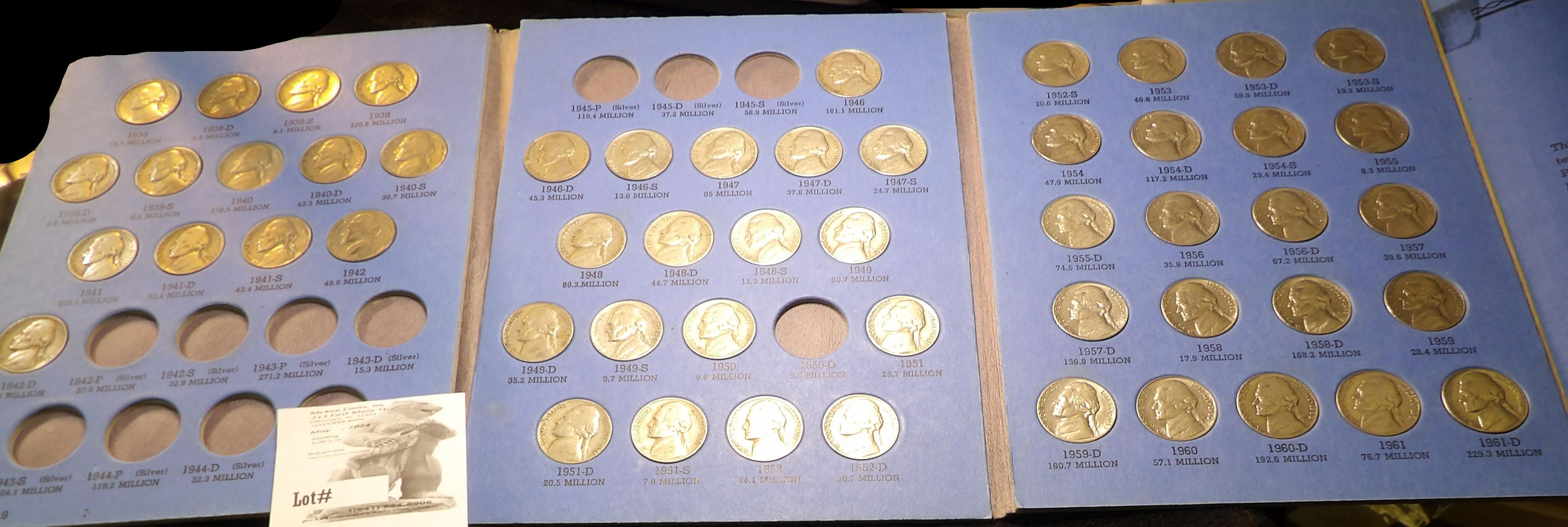 Partial 1938-1961Jefferson Nickel Set Missing War Nickels & 1950D.