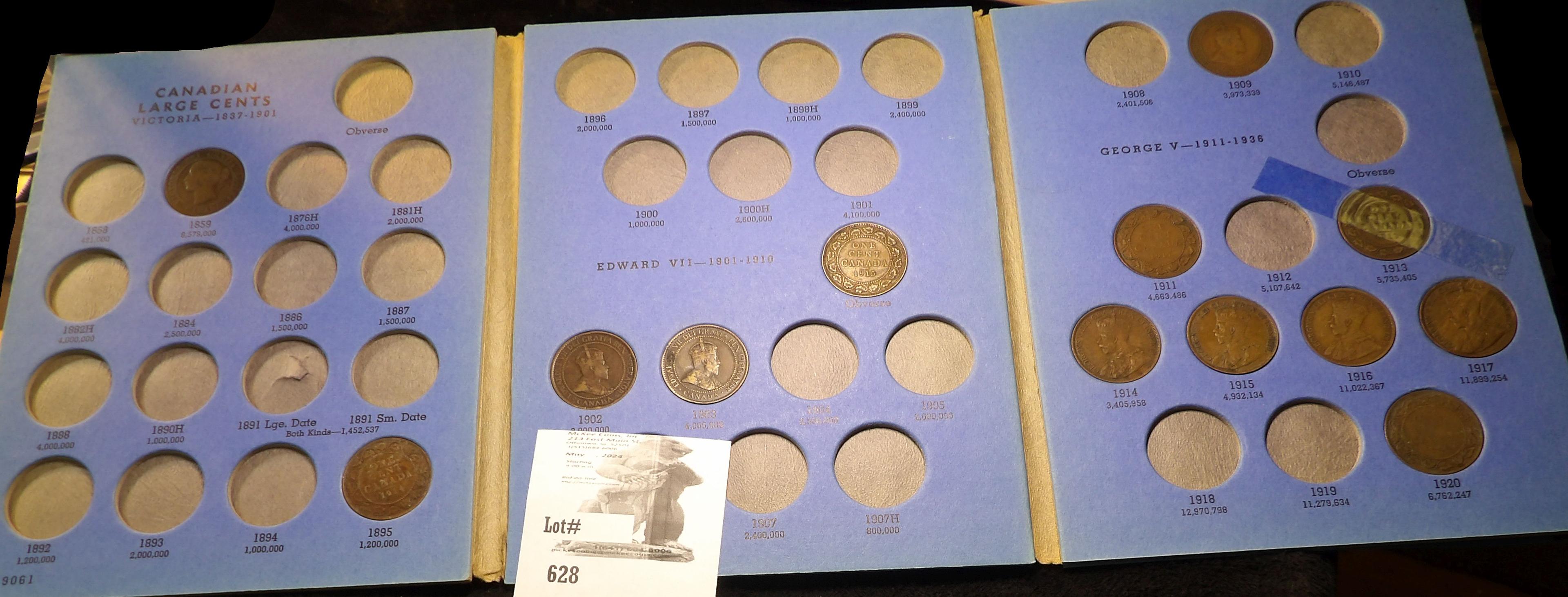 Partial Set Canadian Large Cents 13-Coins Inc. 1859, 1895, 1902, 1903, 1911, 1913, 1914, 1915, 1916,