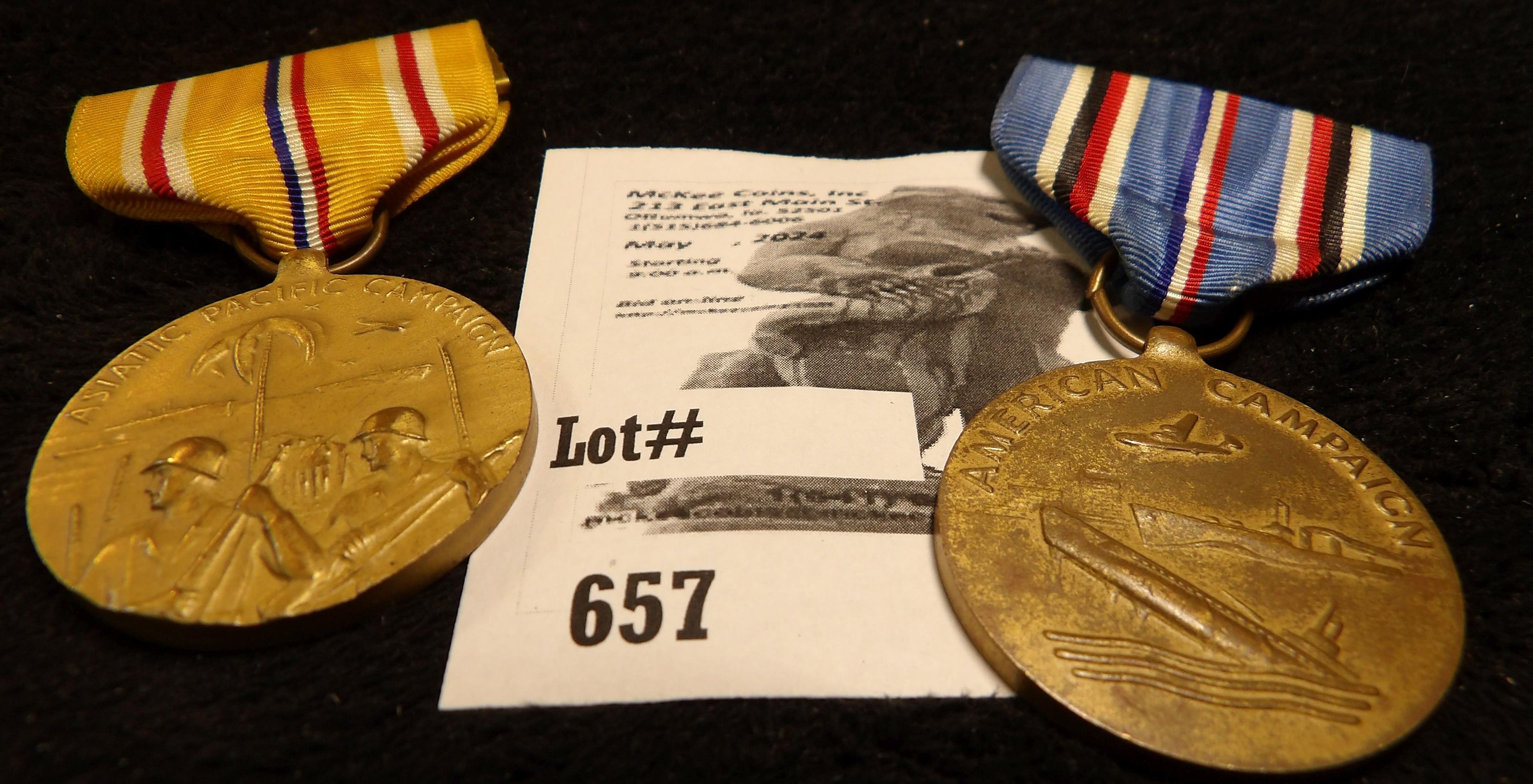 Asiatic Campaign and American Campaign Service Medals.