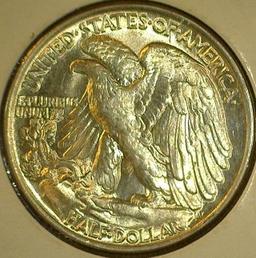 1944 P Silver Walking Liberty Half Dollar, AU-Unc.