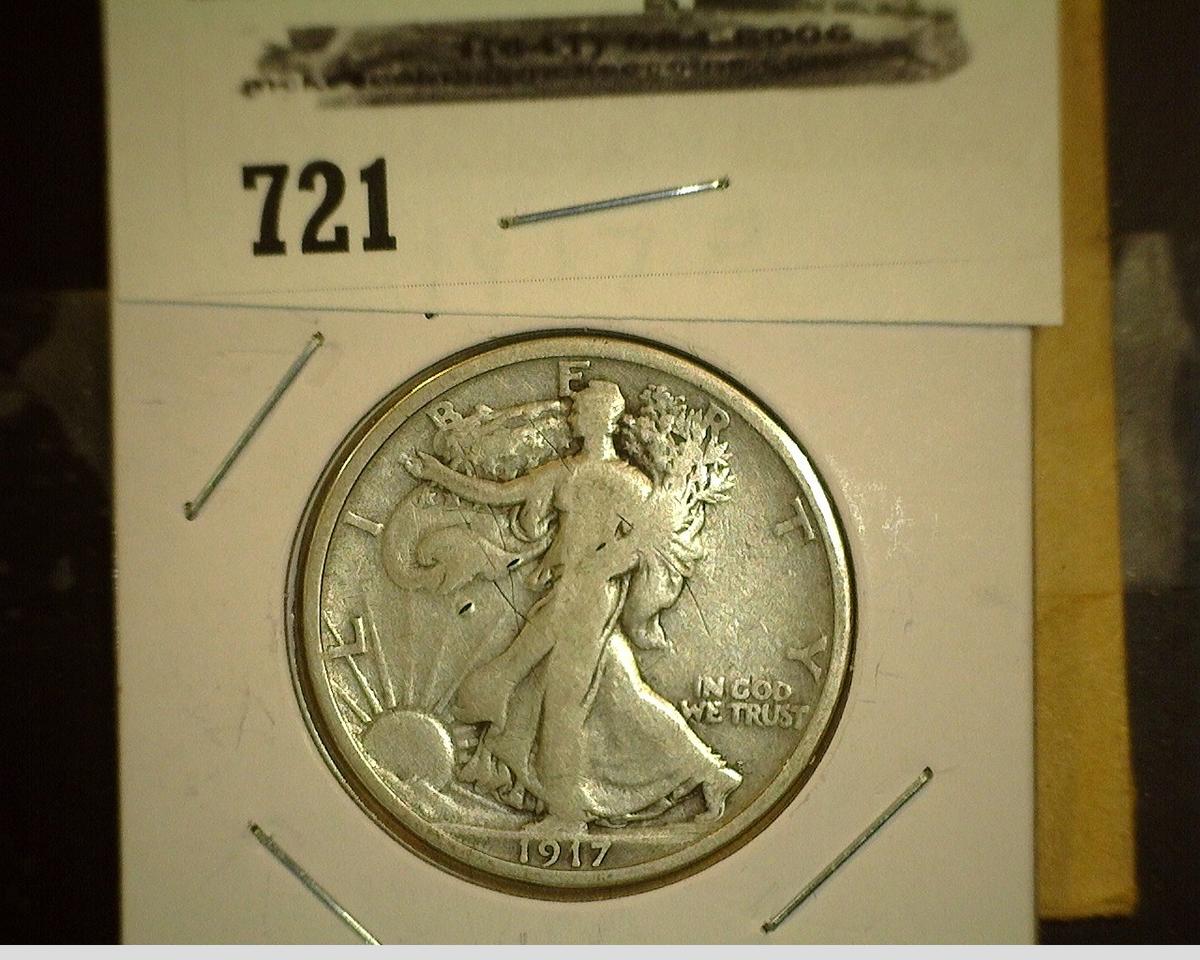 1917 P Walking Liberty Half Dollar. Good+.