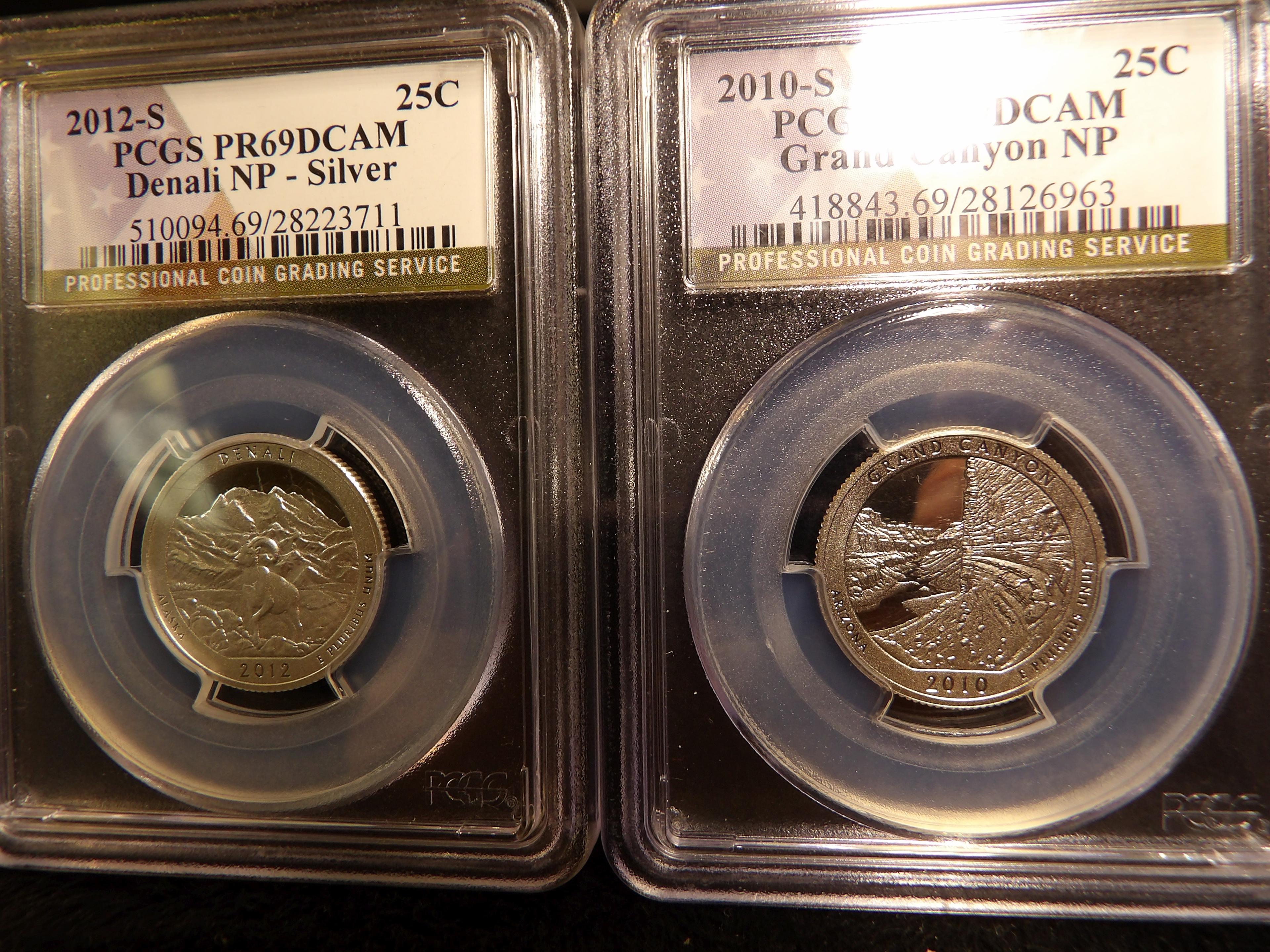 Assorted Proofs: 2009 S Lincoln Cent PCGS slabbed Proof69 Red Ultra Cameo; 2010 S Grand Canyon Natio