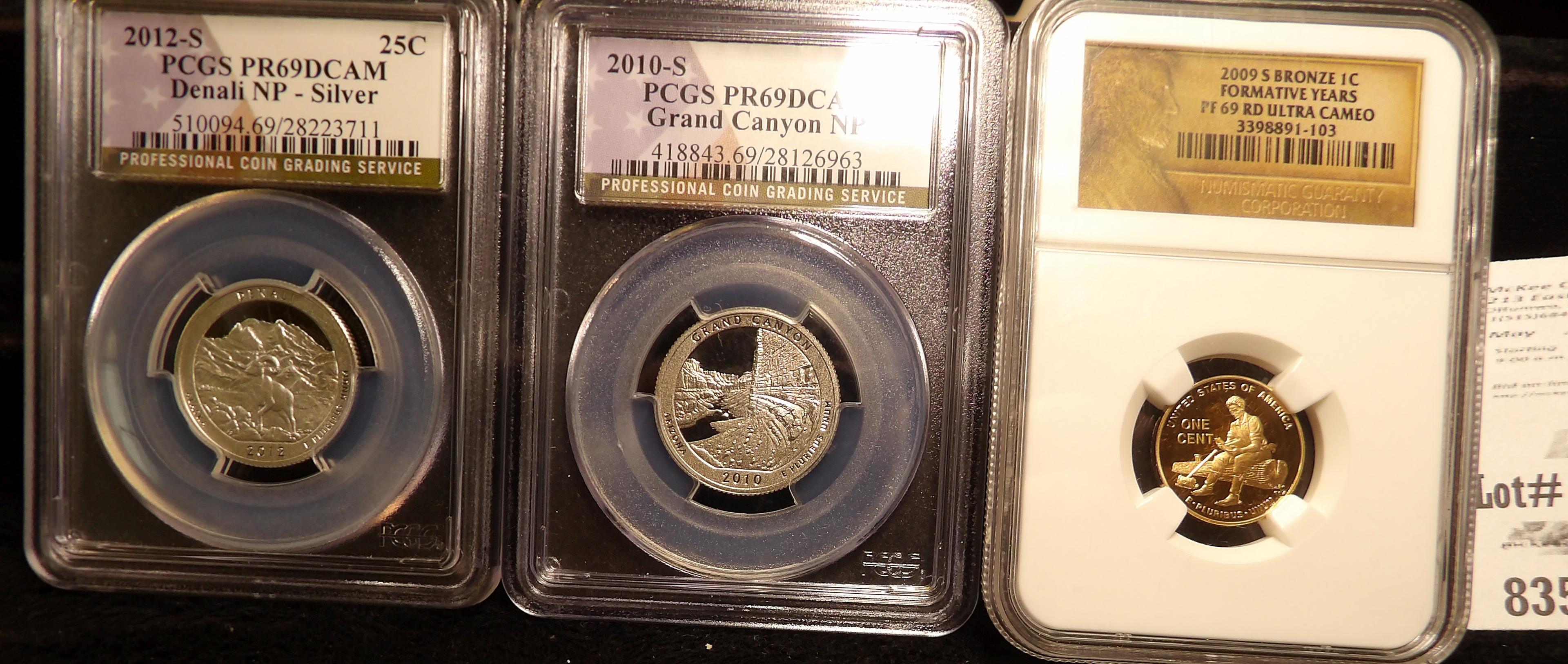 Assorted Proofs: 2009 S Lincoln Cent PCGS slabbed Proof69 Red Ultra Cameo; 2010 S Grand Canyon Natio