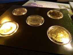 National Parks: Yosimite, Yellowstone, Hotsprings and Grand Canyon with gold-plated & Hologram Coins