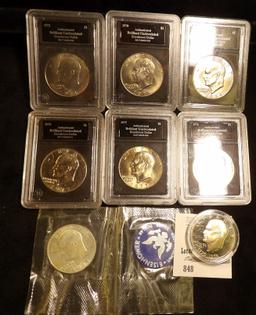 Eisenhower Lot of BU Dollars: 1971 P, 72 D, 73 D, 74 P, 77 P, 78 P, 71 S Silver; & 76 S Clad Proof.