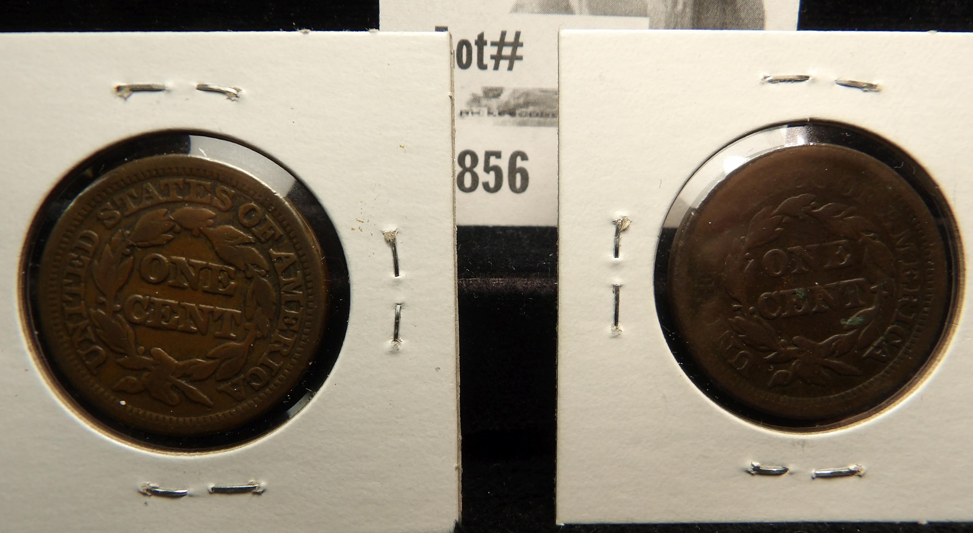 1849 U.S. Large Cent (year of the Gold rush) Fine & 1854 Large Cent, Fine.