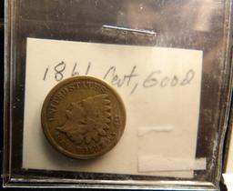 1861, Good,1863 EF; & 1894 Good Indian Head Cents.