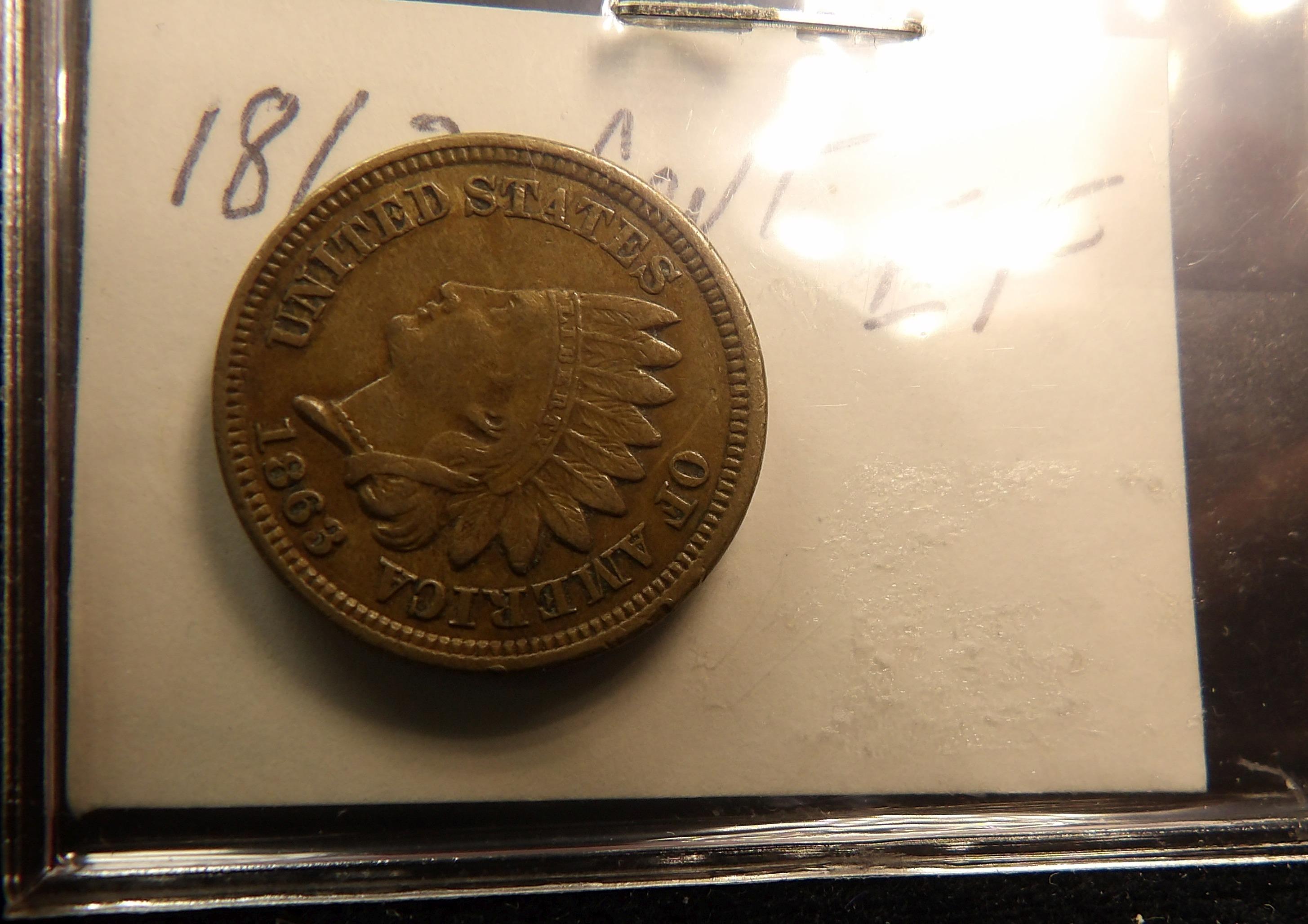 1861, Good,1863 EF; & 1894 Good Indian Head Cents.