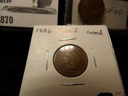 1883 EF, 1886 Type One VG, 1886 Type 2 Good, and 1894 Good Indian Head Cents.