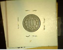 1868 Fine & 1869 VG U.S. Three Cent Nickels.