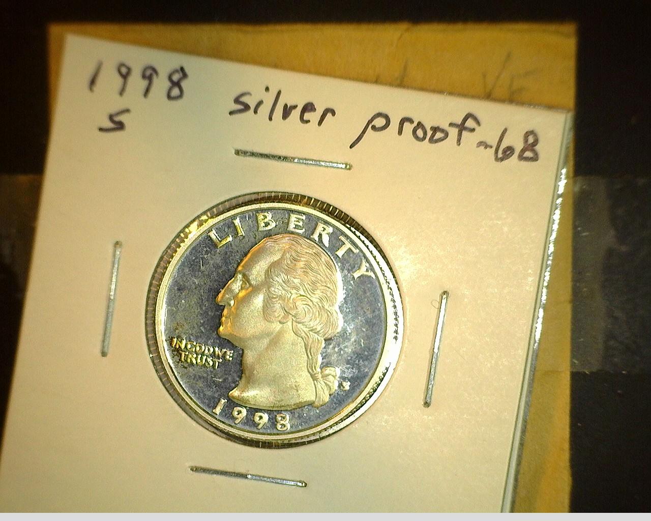 Six Proof 90% Silver Quarters: 1963 P, 95 S, 96 S, 97 S, 98 S, & 2003 S Alabama.