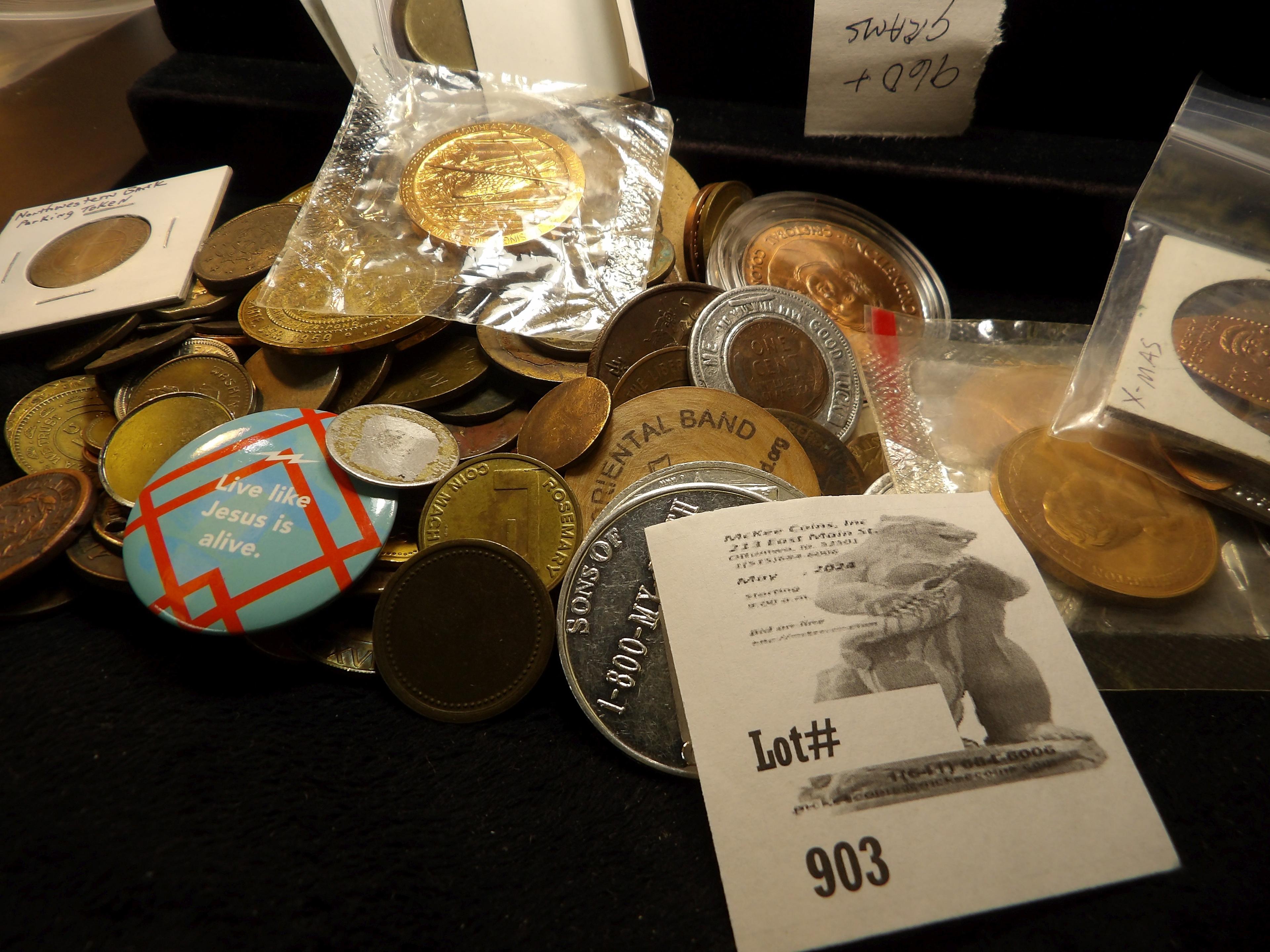 Lot of Medals, Tokens, & what ever including an 1850 U.S. Large Cent, total weight of this lot is ov