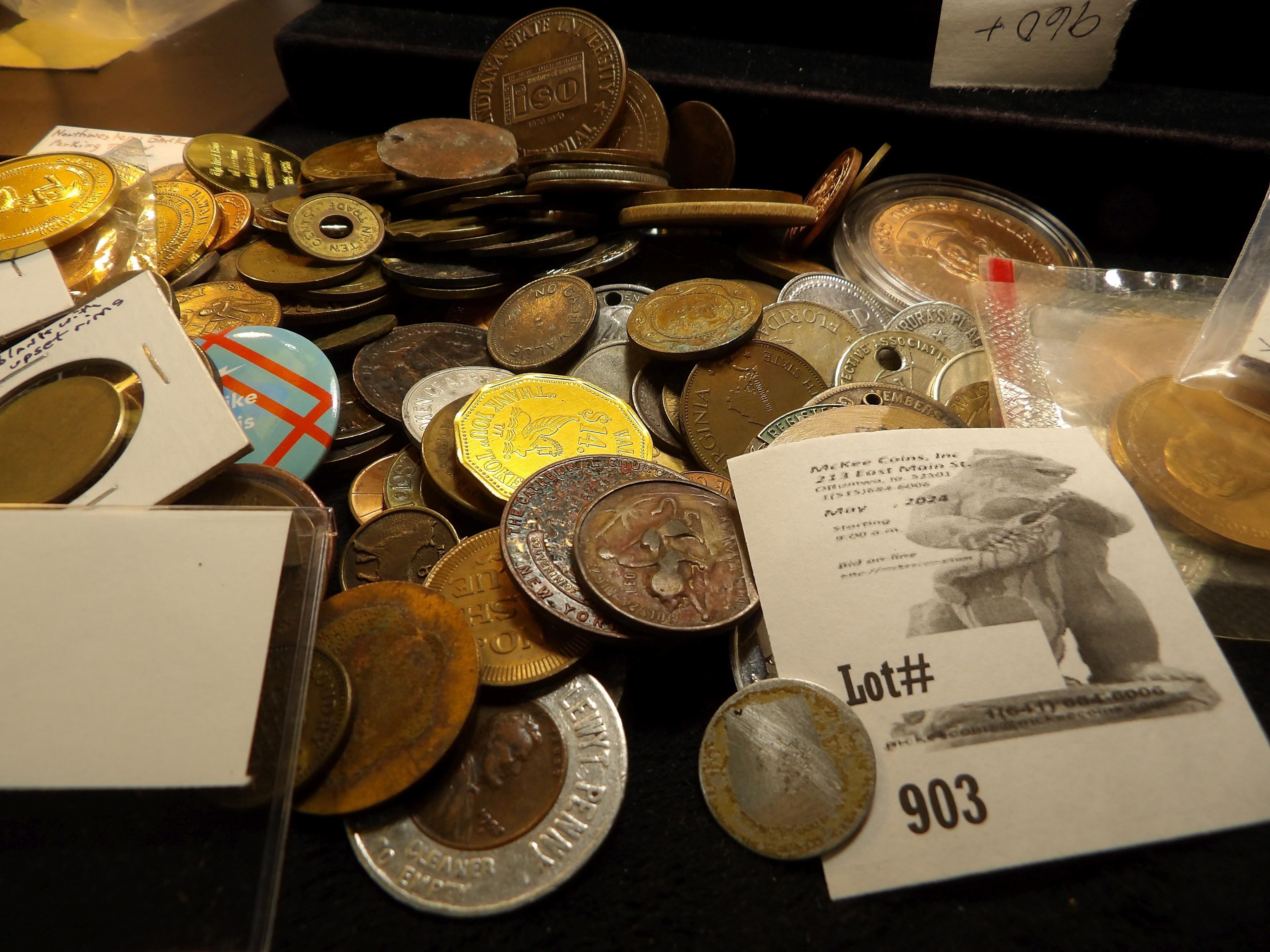 Lot of Medals, Tokens, & what ever including an 1850 U.S. Large Cent, total weight of this lot is ov