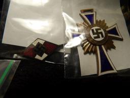 Military Decorations: 1944 Third Reich bronze Mother's Cross; Hitler Youth Badge; European WW II The