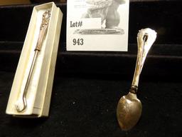 Button Hook with Sterling Silver Handle in Box that says J.J. Woodward Gold and Silversmith, (Town N