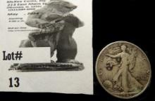 1943 S Silver Walking Liberty Half Dollar. Circulated.