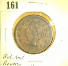 1852 U.S. Large Cent, F-VF. Rotated Reverse variety.