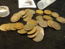 (50) Circulated Old Indian Head Cents.