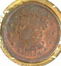 1854 U.S. Large Cent. Extra Fine.