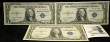 (3) Series 1935A $1 Silver Certificates, CU with sequential serial numbers.