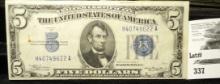 Series 1934A $5 Federal Reserve Note. High grade.