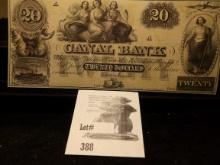Unissued Canal Bank. New Orleans Twenty Dollar Banknote. 18xx. Unsigned. Crisp Unc.