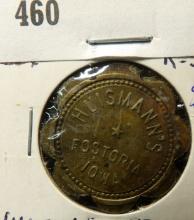 Huismann's / Fostoria / Iowa / 25 Scalloped 8 Sided Brass.