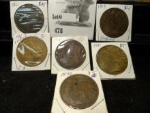 (6) Great Britain Large Pennies 1861-1967.
