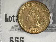 1863 Coppernickel Indian Head Cent AU.