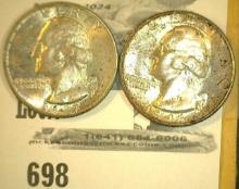 1946 D & 47 D Silver Washington Quarters. AU-Unc.