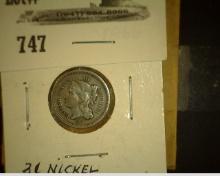 1866 U.S. Three Cent Nickel, carded.