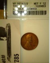 1909 S Lincoln Cent, ANACS slabbed Net F-12.