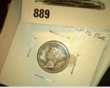 Mercury Dime Lot: 1916 P Fine, 16 S Fine, 17 P VF+, 17 D Fine, 18 P F-VF, 18 D Fine, 19 D VG, & 19 S