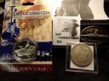 U.S.S. Lexington Medal from a Texas Museum; U.S.S. Ronald Reagan Key Fob; & 1889 O Morgan Silver Dol