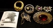 Costume Jewelry, Pair of Pins and (4) Broaches.