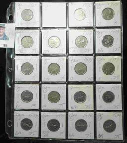 (20) Canada Caribou Quarters, carded, and in a plastic page. Dates 1969-1974. All high grade. Priced