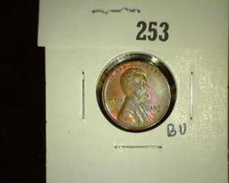 1949-D Lincoln Cent, Rainbow toned Uncirculated.
