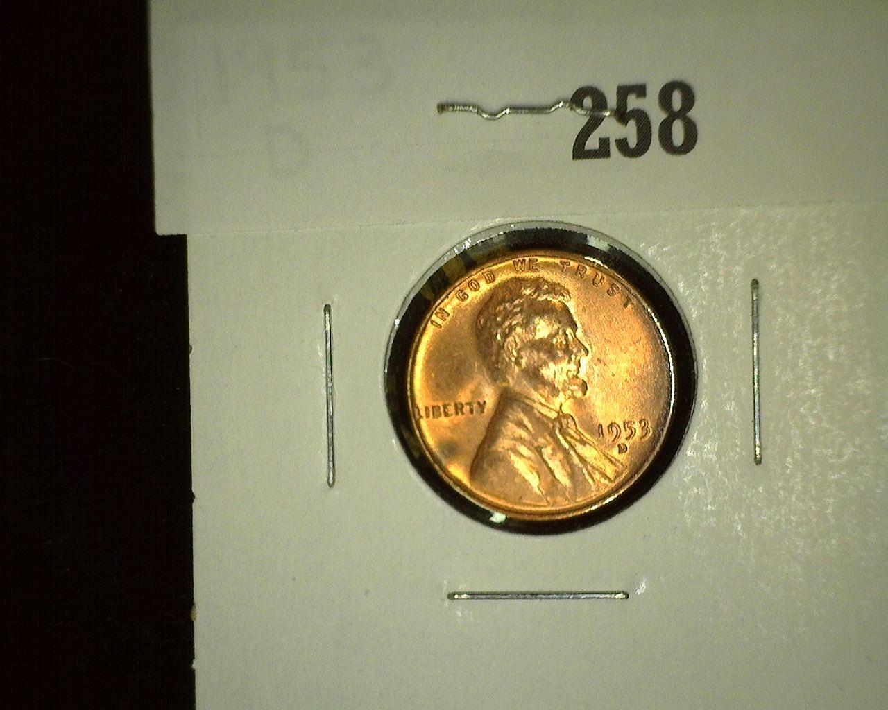 1953-D Lincoln Cent, Red Uncirculated.