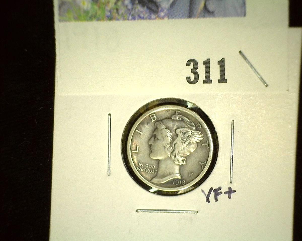 1918Â P Mercury Dime, VF.