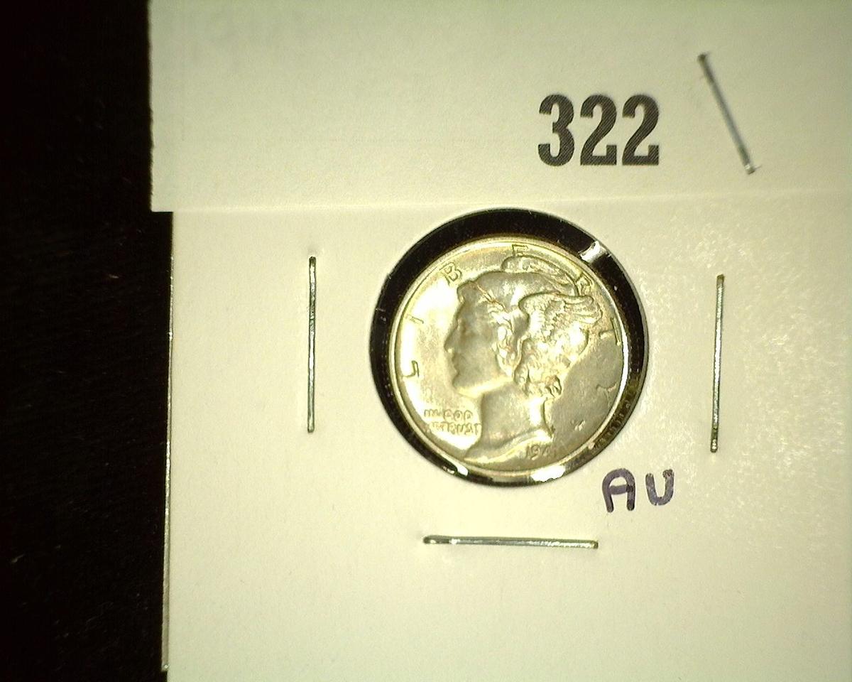 1941 P Mercury Dime, AU.