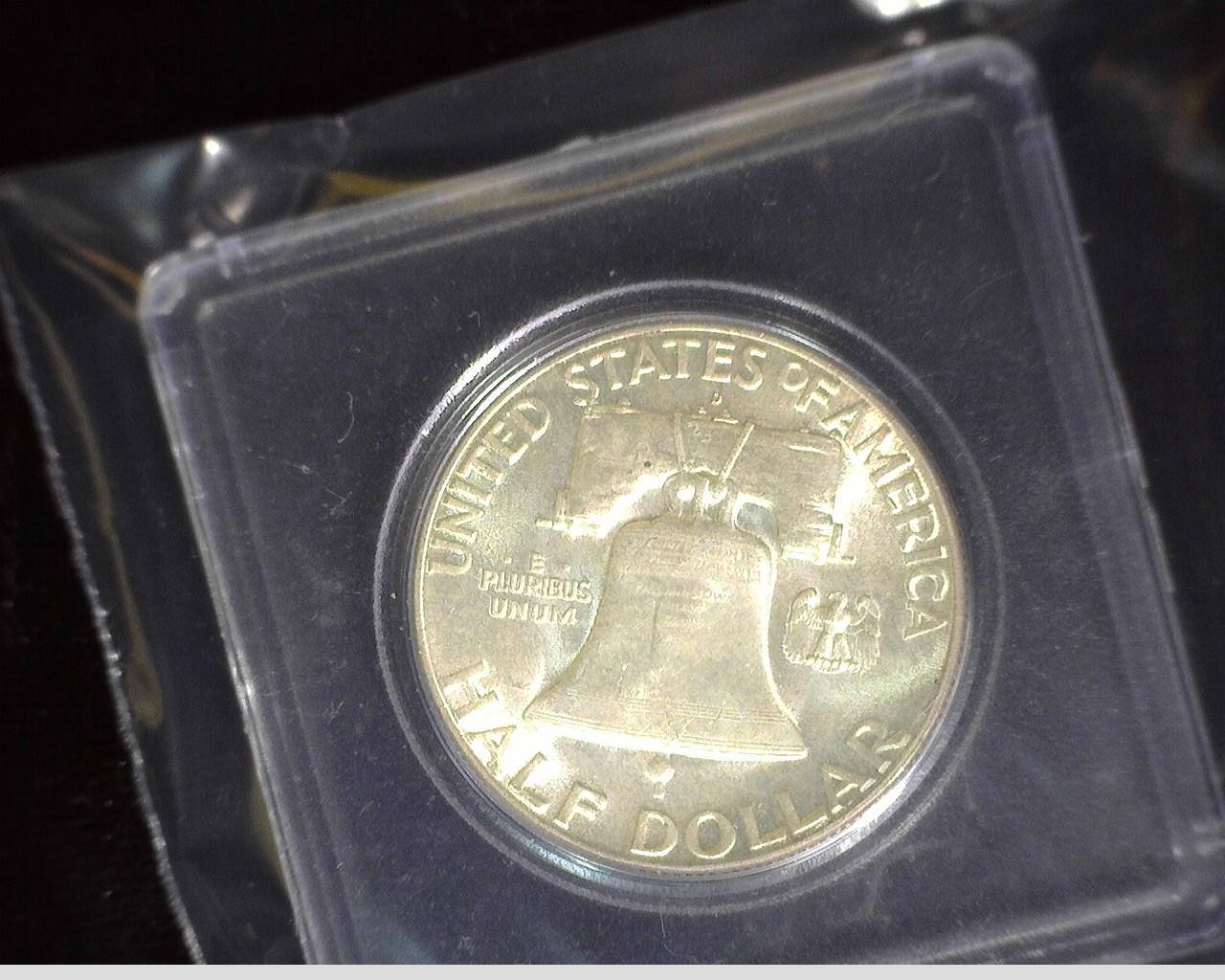 1948 D Franklin Half Dollar, BU. In Snaptight case.