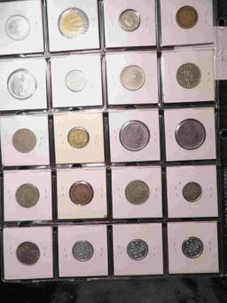 20-Pocket Plastic Page full of Foreign Coins. All ready to attend the coin show.