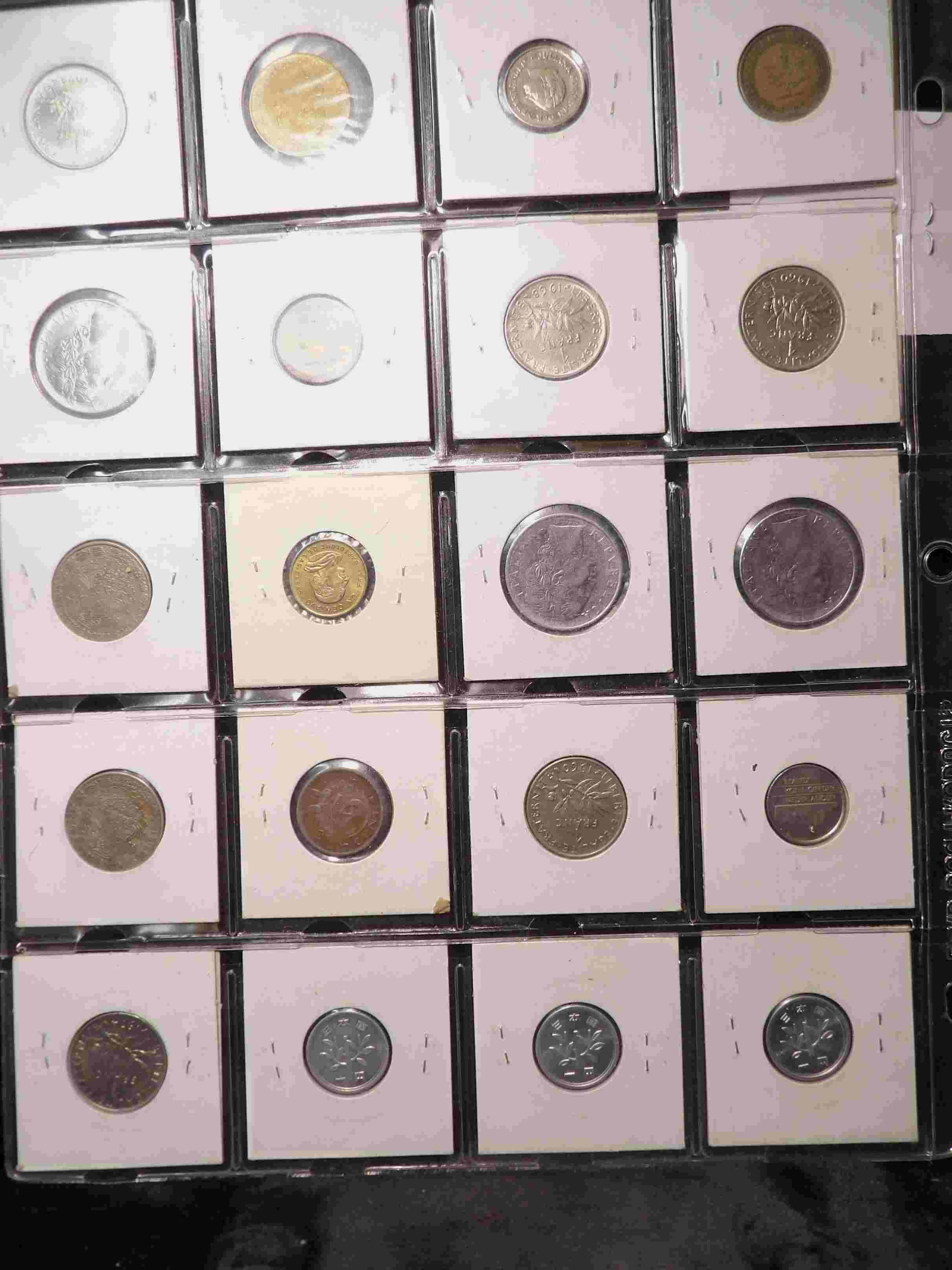 20-Pocket Plastic Page full of Foreign Coins. All ready to attend the coin show.